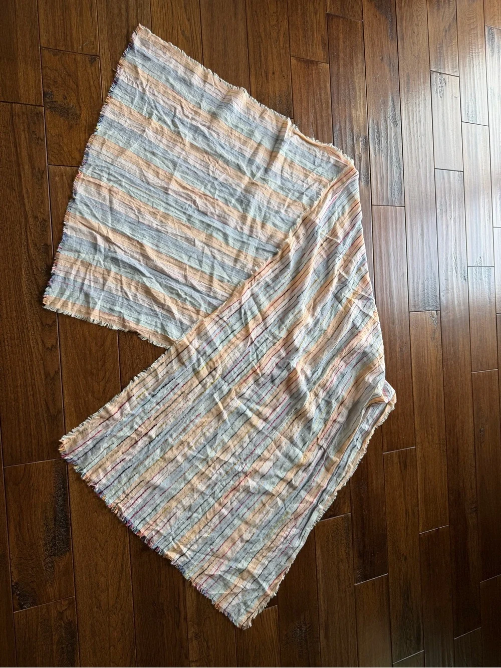 J. Jill Lightweight Striped Scarf in Peach, Light Blue, Cream